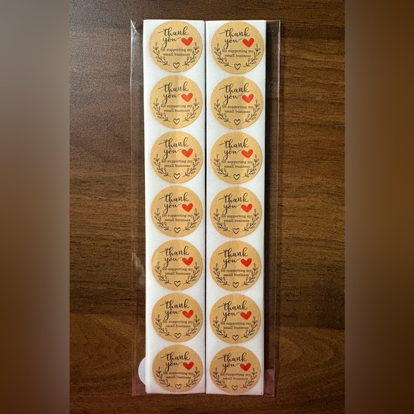 Other - 200ct Thank You 1” Kraft Stickers with Red Heart